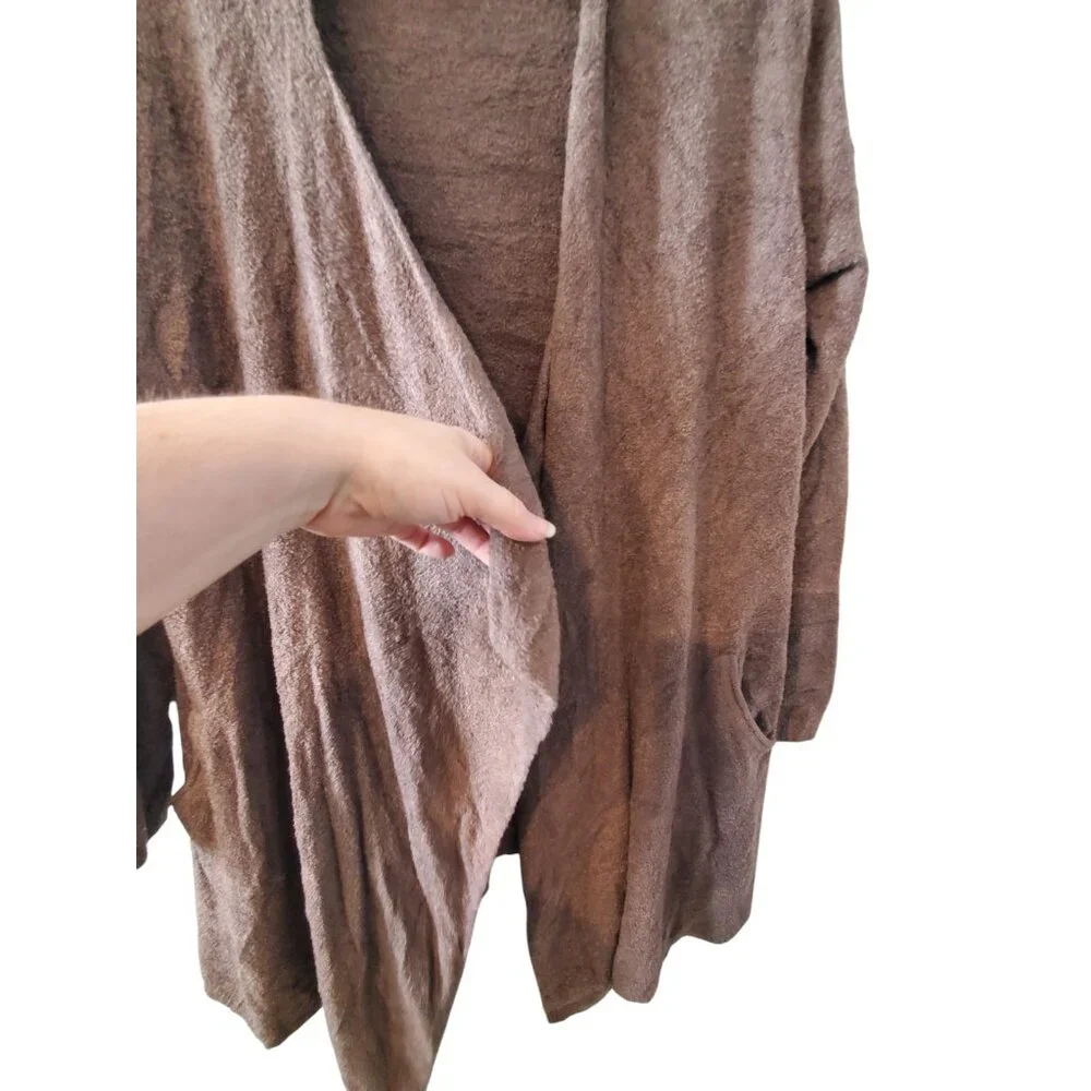 Barefoot Dreams cozy chic lite cardigan sweater womens L XL Island Wrap brown - Picture 3 of 5